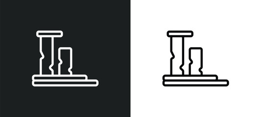 ruins icon isolated in white and black colors. ruins outline vector icon from nature collection for web, mobile apps and ui.