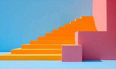 Bright product display podium background made from coloured steps