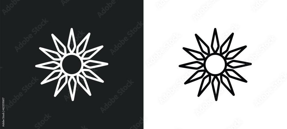 Aufkleber sol icon isolated in white and black colors. sol outline vector icon from nature collection for web,