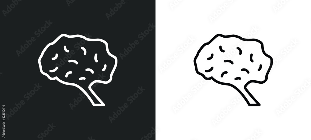 Poster human brian icon isolated in white and black colors. human brian outline vector icon from nature col