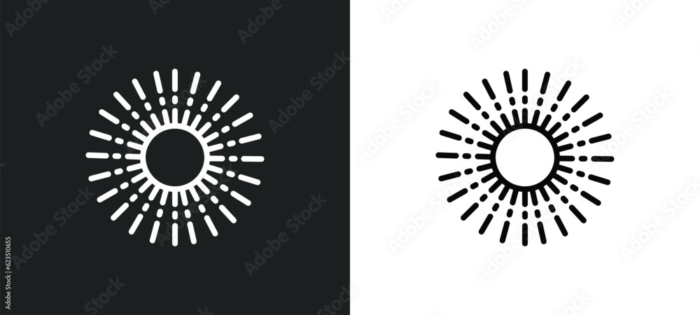 Aufkleber shining sun with rays icon isolated in white and black colors. shining sun with rays outline vector 