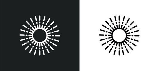 shining sun with rays icon isolated in white and black colors. shining sun with rays outline vector icon from nature collection for web, mobile apps and ui.