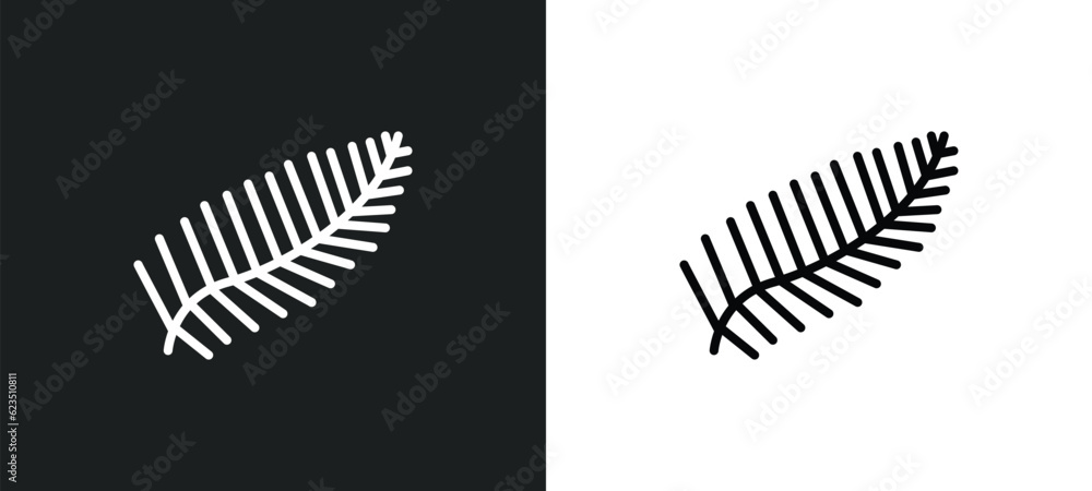 Poster pine leaf icon isolated in white and black colors. pine leaf outline vector icon from nature collect