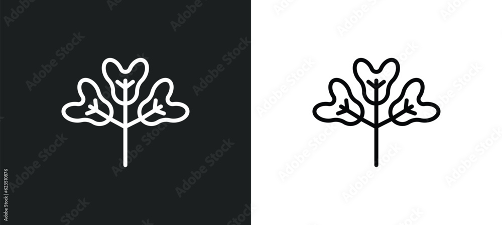 Poster obcordate icon isolated in white and black colors. obcordate outline vector icon from nature collect