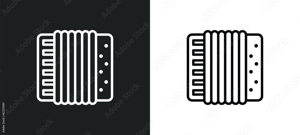 Poster accordion icon isolated in white and black colors. accordion outline vector icon from music collecti