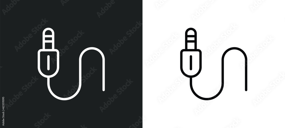 Poster jack connector icon isolated in white and black colors. jack connector outline vector icon from musi