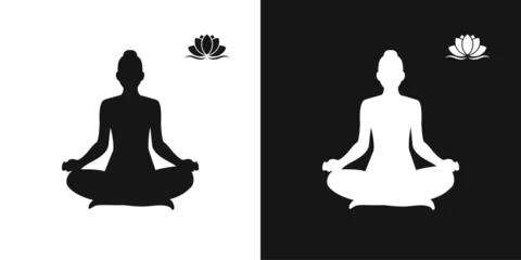 Fotobehang Lotus position. Yogi, meditating girl vector sign © ti555design