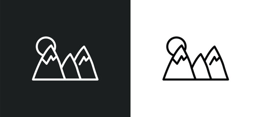 mountain pse icon isolated in white and black colors. mountain pse outline vector icon from nature collection for web, mobile apps and ui.