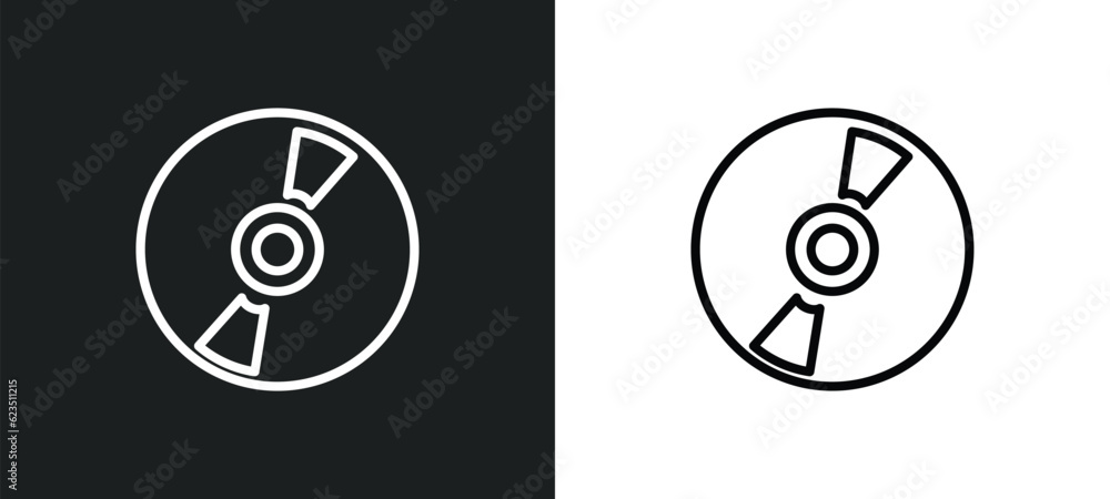 Poster music record icon isolated in white and black colors. music record outline vector icon from music an
