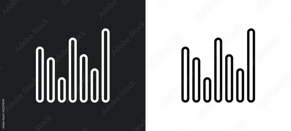 Poster sound bars icon isolated in white and black colors. sound bars outline vector icon from music and me