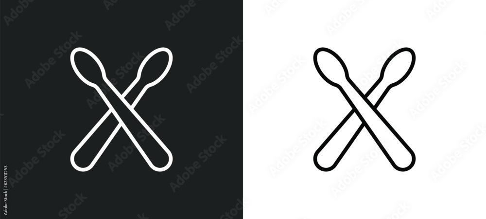 Poster drumsticks icon isolated in white and black colors. drumsticks outline vector icon from music and me