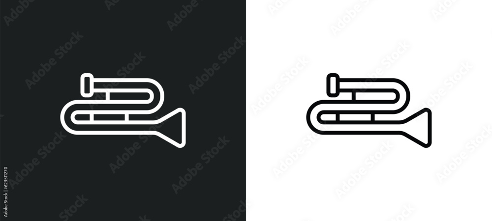 Poster trombone icon isolated in white and black colors. trombone outline vector icon from music and media 