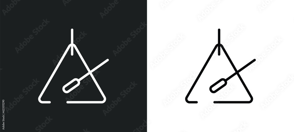 Poster music triangle icon isolated in white and black colors. music triangle outline vector icon from musi