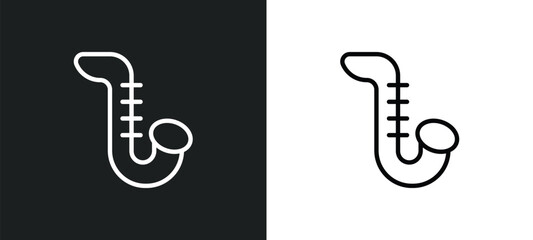 saxophone icon isolated in white and black colors. saxophone outline vector icon from music and media collection for web, mobile apps and ui.