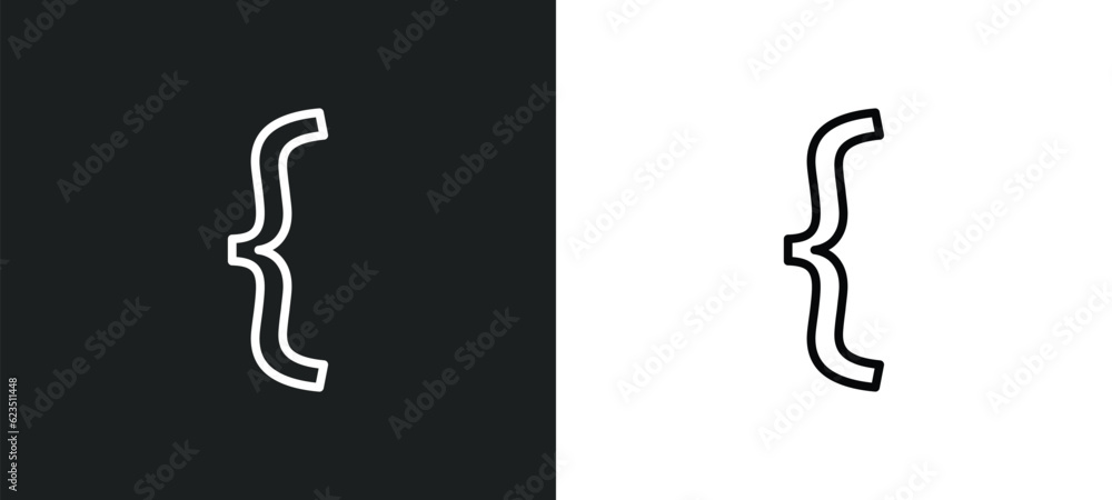 Poster bracket icon isolated in white and black colors. bracket outline vector icon from music and media co