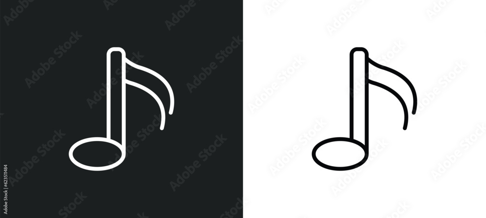 Poster sixteenth note icon isolated in white and black colors. sixteenth note outline vector icon from musi