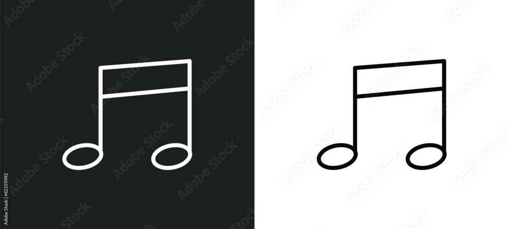Poster eighth note icon isolated in white and black colors. eighth note outline vector icon from music and 