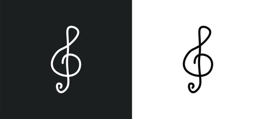 treble clef icon isolated in white and black colors. treble clef outline vector icon from music and media collection for web, mobile apps and ui.