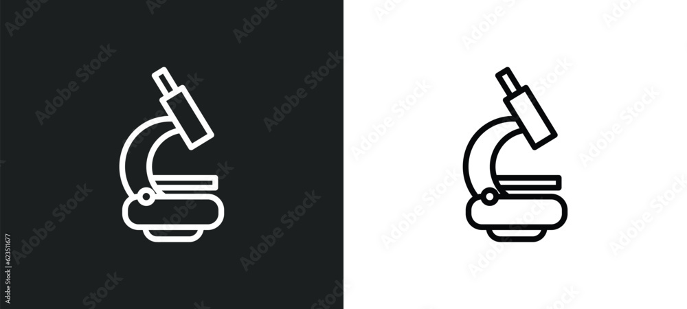 Poster microscope tool icon isolated in white and black colors. microscope tool outline vector icon from me
