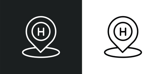 hospital placeholder icon isolated in white and black colors. hospital placeholder outline vector icon from medical collection for web, mobile apps and ui.