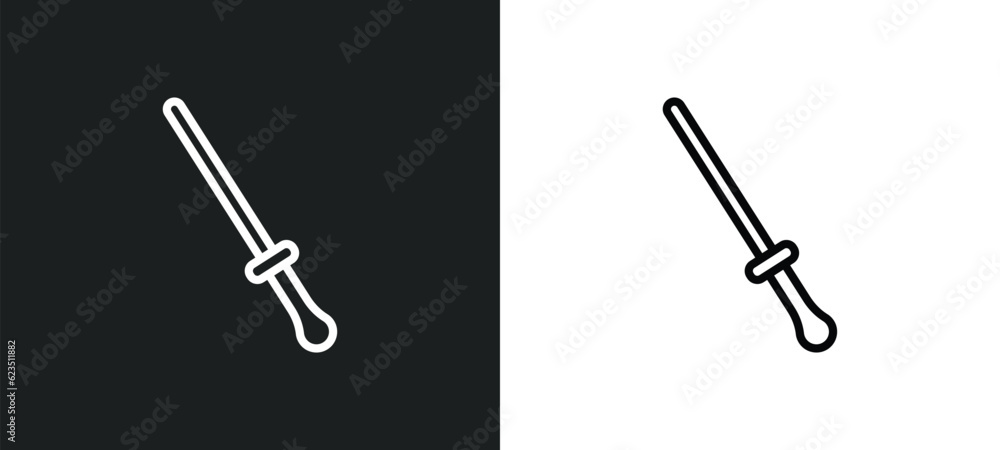 Poster knife sharpener icon isolated in white and black colors. knife sharpener outline vector icon from ki
