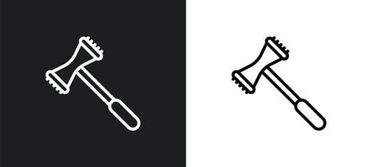 meat tenderizer icon isolated in white and black colors. meat tenderizer outline vector icon from kitchen collection for web, mobile apps and ui.