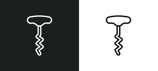 corkscrew icon isolated in white and black colors. corkscrew outline vector icon from kitchen collection for web, mobile apps and ui. - obrazy, fototapety, plakaty
