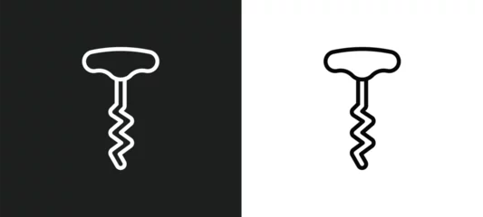 Fotobehang corkscrew icon isolated in white and black colors. corkscrew outline vector icon from kitchen collection for web, mobile apps and ui. © Farahim