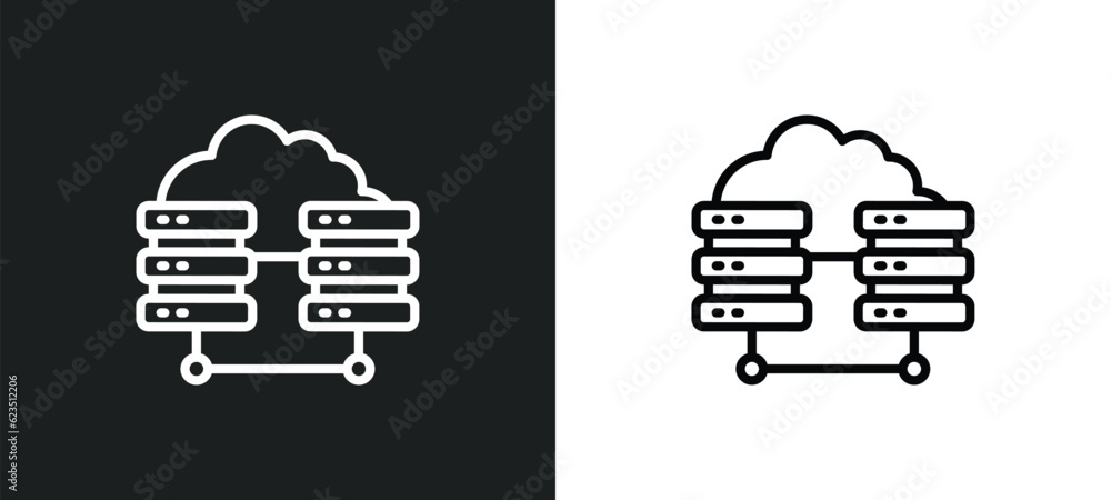 Poster virtualization icon isolated in white and black colors. virtualization outline vector icon from inte