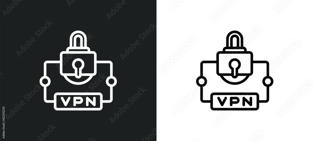 Poster virtual private network icon isolated in white and black colors. virtual private network outline vec