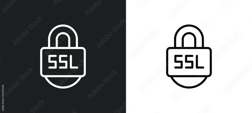 Poster ssl icon isolated in white and black colors. ssl outline vector icon from internet security collecti