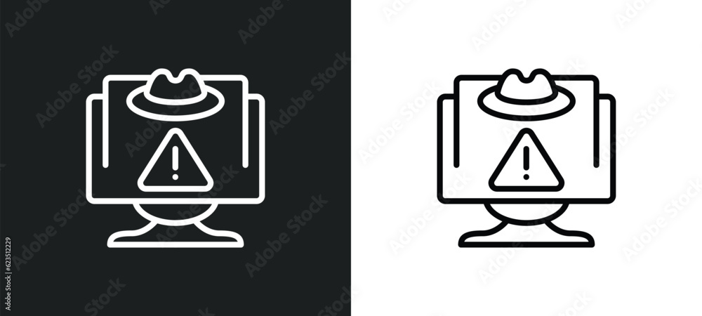 Poster spyware icon isolated in white and black colors. spyware outline vector icon from internet security 