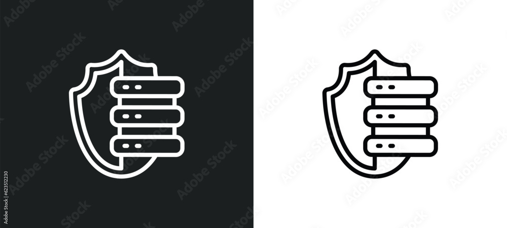 Poster server security icon isolated in white and black colors. server security outline vector icon from in