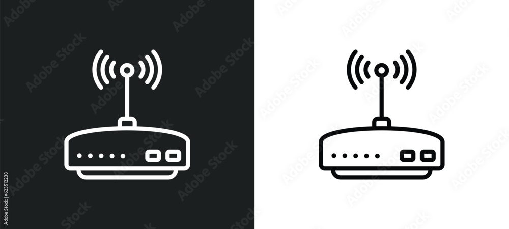 Poster router icon isolated in white and black colors. router outline vector icon from internet security co