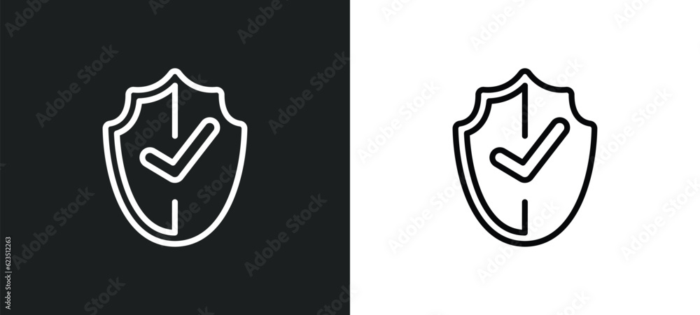 Poster protected icon isolated in white and black colors. protected outline vector icon from internet secur