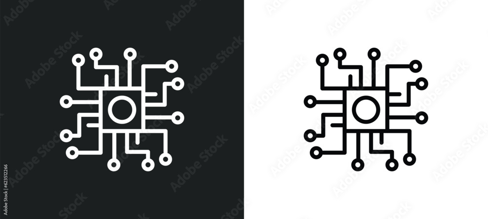 Poster processor icon isolated in white and black colors. processor outline vector icon from internet secur