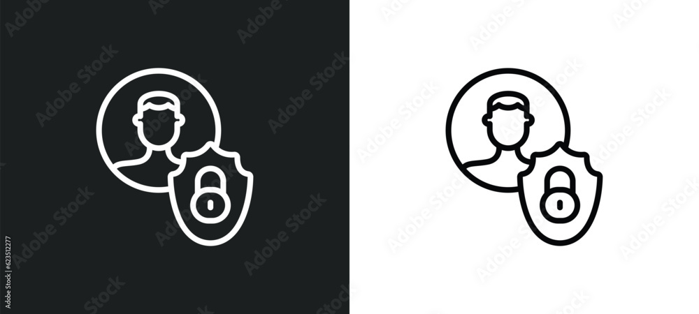 Poster privacy icon isolated in white and black colors. privacy outline vector icon from internet security 