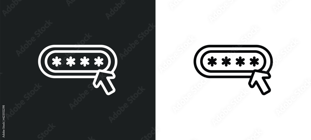 Poster password icon isolated in white and black colors. password outline vector icon from internet securit