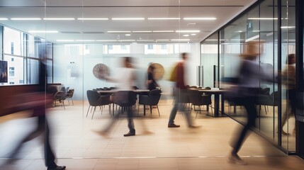 A bustling coworking space is vividly depicted. Networking, and independent work, symbolizing the dynamic, flexible, and innovative modern work environment. Generative AI