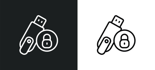 pendrive security icon isolated in white and black colors. pendrive security outline vector icon from internet security collection for web, mobile apps and ui.