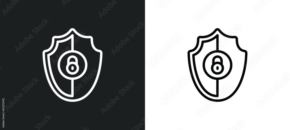 Poster gdpr shield icon isolated in white and black colors. gdpr shield outline vector icon from internet s