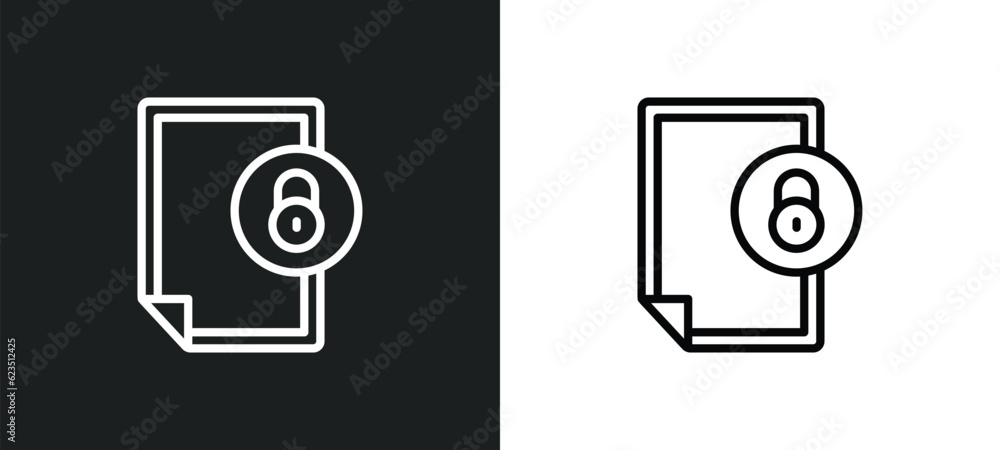Poster file security icon isolated in white and black colors. file security outline vector icon from intern