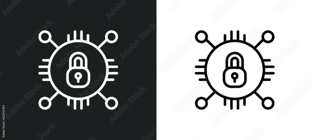 Poster encrypted icon isolated in white and black colors. encrypted outline vector icon from internet secur