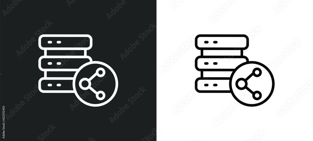 Poster data share icon isolated in white and black colors. data share outline vector icon from internet sec