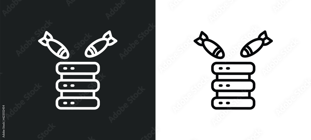Poster ddos icon isolated in white and black colors. ddos outline vector icon from internet security collec