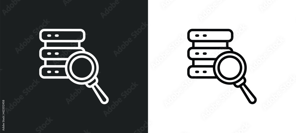 Poster data search icon isolated in white and black colors. data search outline vector icon from internet s