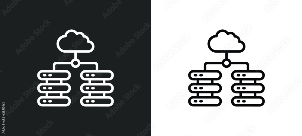 Poster data center icon isolated in white and black colors. data center outline vector icon from internet s