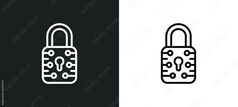 Poster data locked icon isolated in white and black colors. data locked outline vector icon from internet s