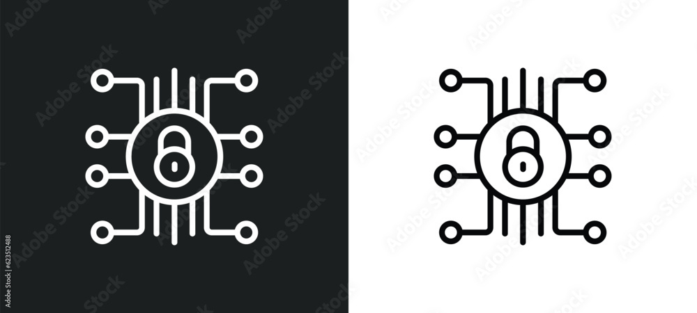 Poster cyber security icon isolated in white and black colors. cyber security outline vector icon from inte