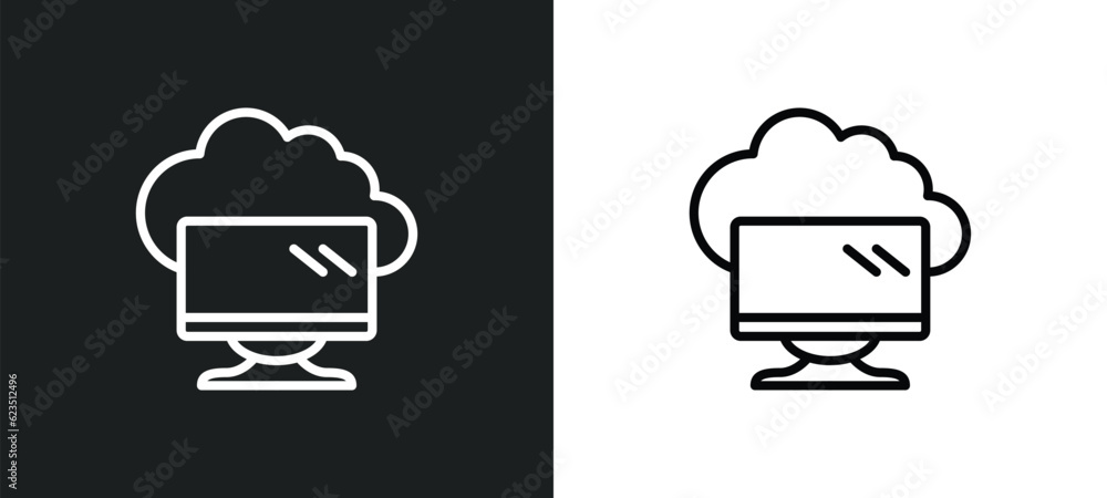 Poster computing cloud icon isolated in white and black colors. computing cloud outline vector icon from in
